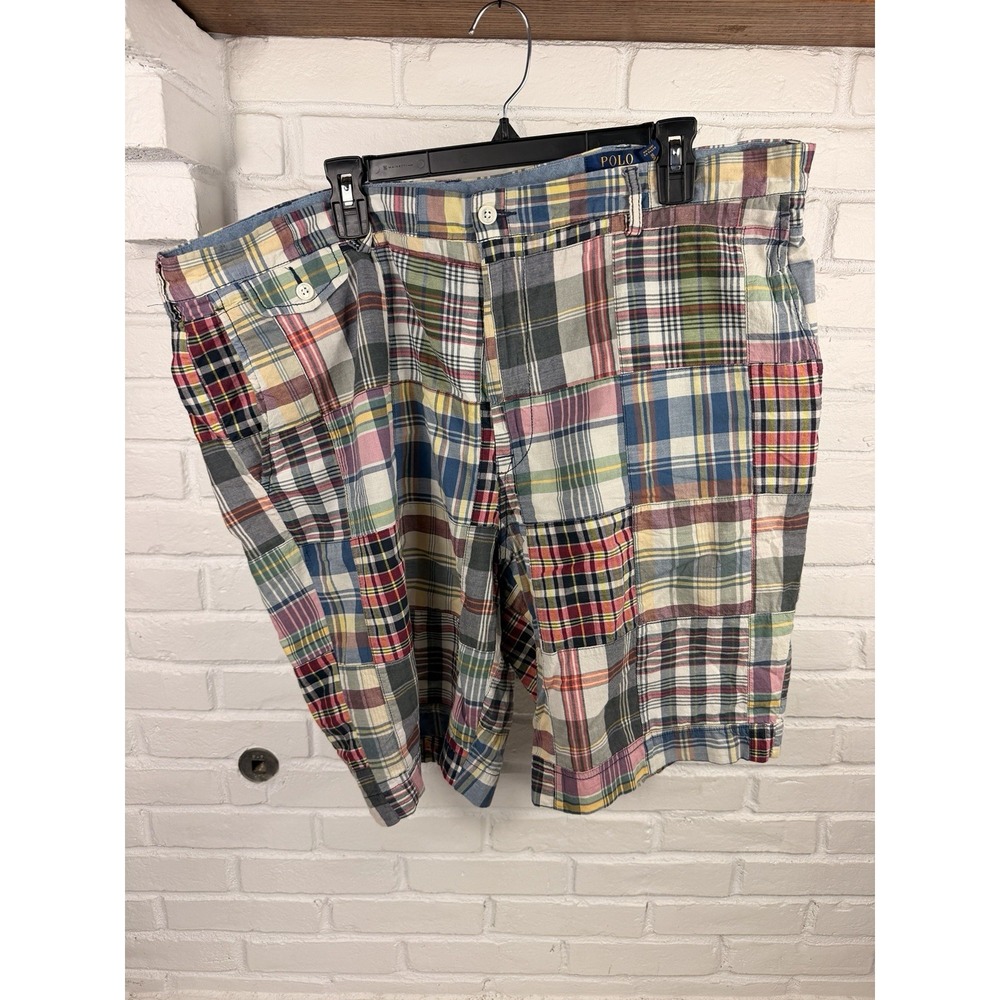 Preppy Polo Ralph Lauren 42T Madras Patchwork Plaid Shorts Classic Fit